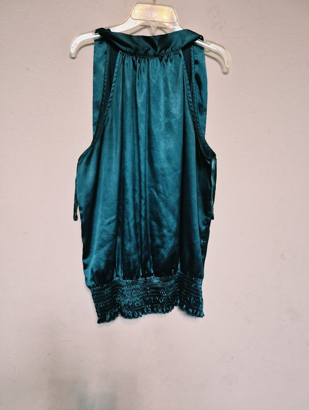 KRAFTY Women's Teal Satin Sleeveless Halter Top Size 1X